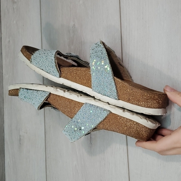 Birkenstock Birkis Women Comfort Glitter Straps Sandals Flip Flop shoes sz 38/7 - Picture 8 of 12